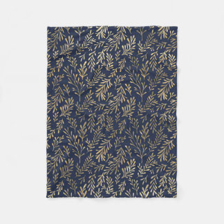 Cobertor De Velo Padrão de Folhas de Deco de Arte Abstrato Azul e D