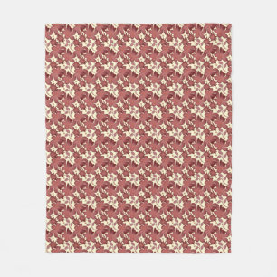 Cobertor De Velo Padrão de Folhas Florais de Ferrugem Terracota B