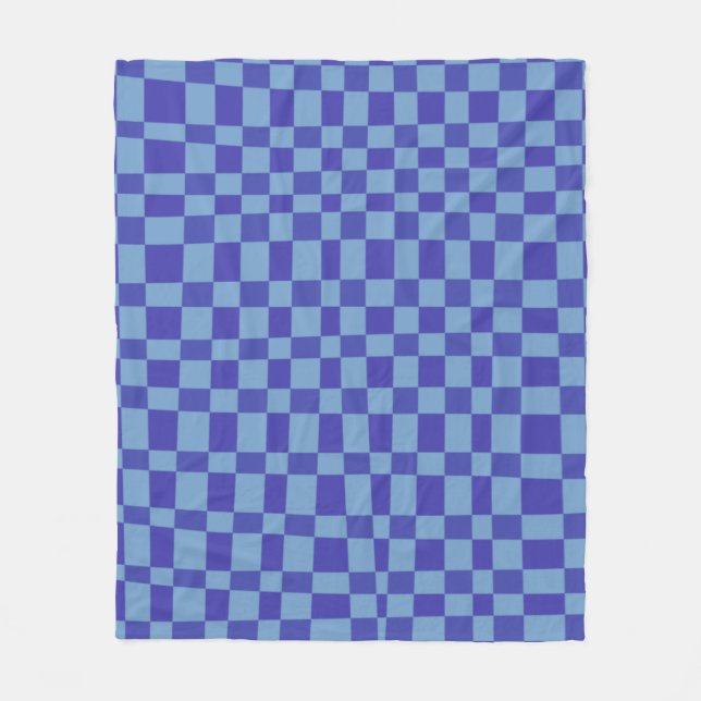 Cobertor De Velo Padrão de Formas Verificadas com abstrato em Azul  (Frente)
