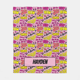 Cobertor De Velo Padrão de frases e logotipos em quadrinhos do Chib