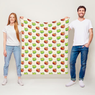 Cobertor De Velo Padrão de Frutas de Maçã Vermelhas e Verdes