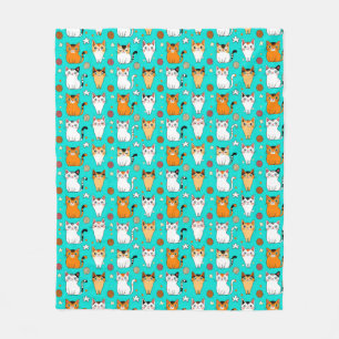 Cobertor De Velo Padrão de Gato Fofo Com Gatos Coloridos, Bolas de