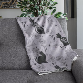 Cobertor De Velo Padrão de Gato Preto Místico e Borboleta | Witchy