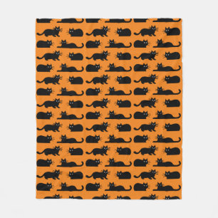 Cobertor De Velo Padrão de Gatos Pretos  Gatinhos Preto e Laranja
