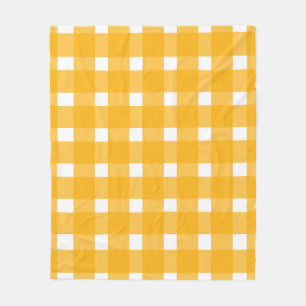 Cobertor De Velo Padrão de Gingham Branco Amarelo