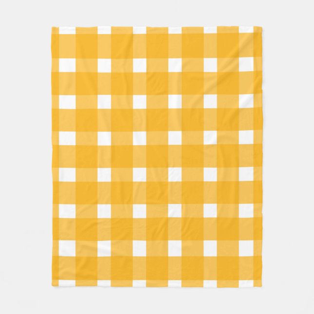 Cobertor De Velo Padrão de Gingham Branco Amarelo (Frente)