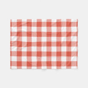 Cobertor De Velo Padrão de Gingham Branco e Laranja