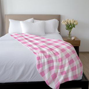 Cobertor De Velo Padrão de Gingham Cor-de-Rosa