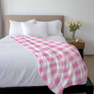 Cobertor De Velo Padrão de Gingham Cor-de-Rosa