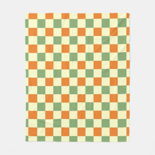 Cobertor De Velo Padrão de Gingham - Laranja Verde Marrom