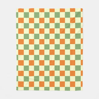 Cobertor De Velo Padrão de Gingham - Laranja Verde Marrom