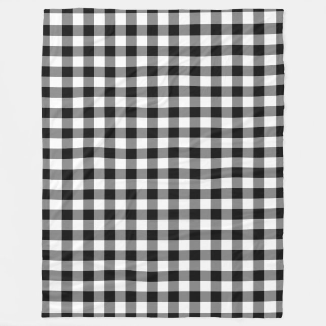 Cobertor De Velo Padrão de Gingham Preto e Branco (Frente)