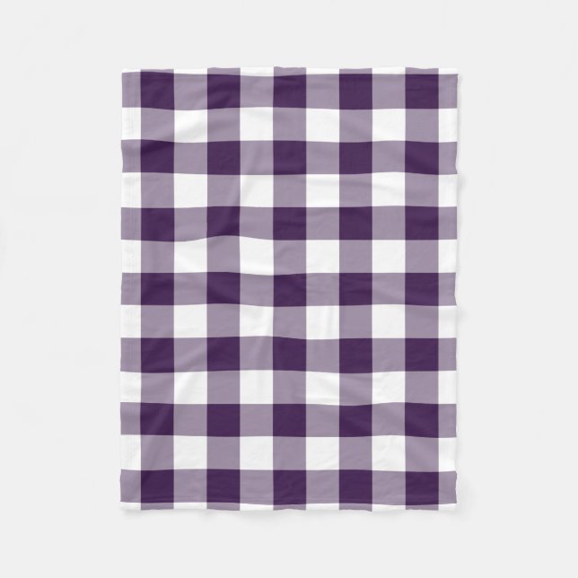 Cobertor De Velo Padrão de Gingham Púrpura e Branca (Frente)