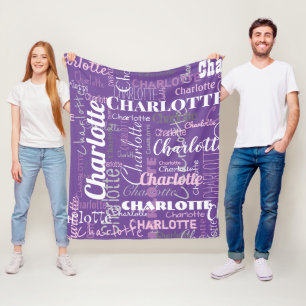 Cobertor De Velo Padrão de Grafite de Nome Repetitivo Rosa Roxo Mod