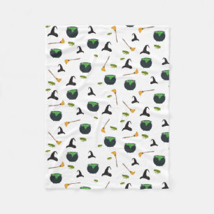 Cobertor De Velo Padrão de Halloween da Bruxa Broom Caldron