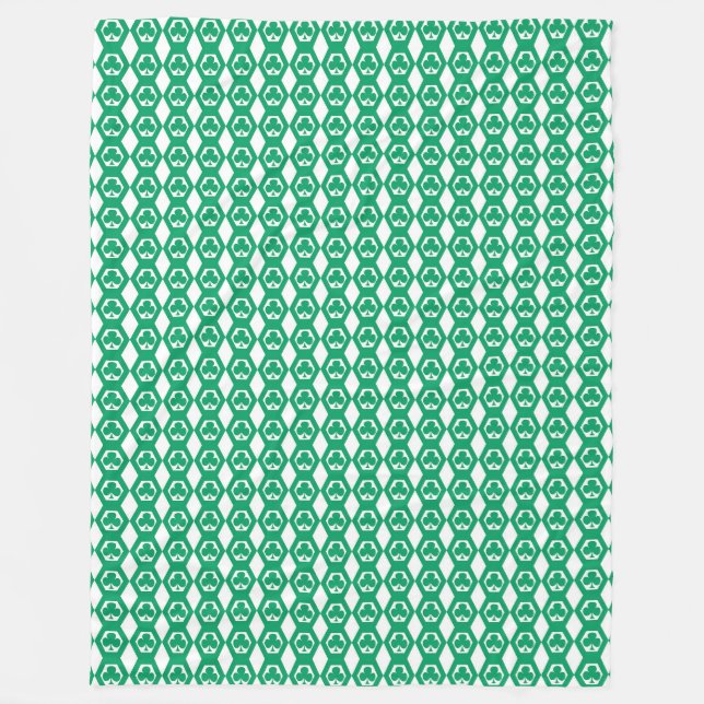 Cobertor De Velo Padrão de Hexágono Branco Verde Trevo (Frente)