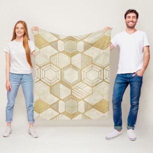 Cobertor De Velo Padrão de Hexágono de Ouro Luxuoso - Textura de Má