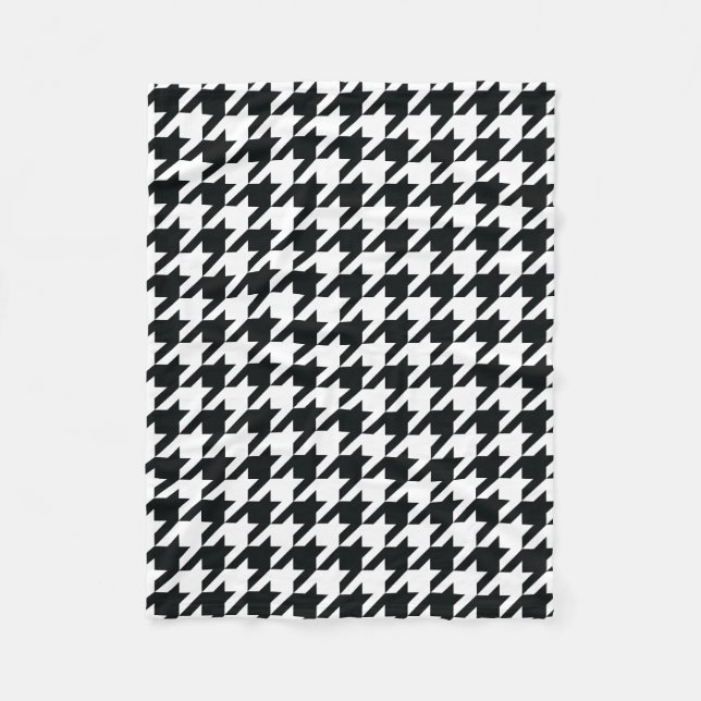 Cobertor De Velo Padrão de Houndstooth Preto Branco (Frente)