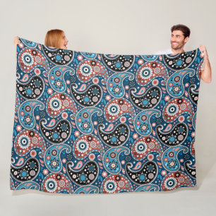 Cobertor De Velo Padrão de Impressão de Paisley Tradicional Azul