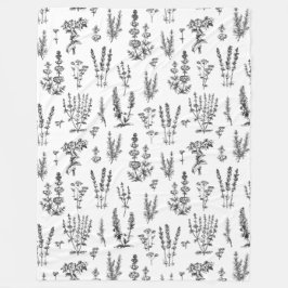 Cobertor De Velo Padrão de Jardim de Plantas Brancas Negras Elegant