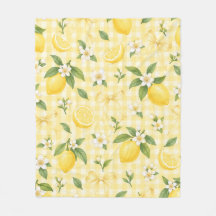 Padrão de Laço Floral de Limão em Xadrez Amarelo