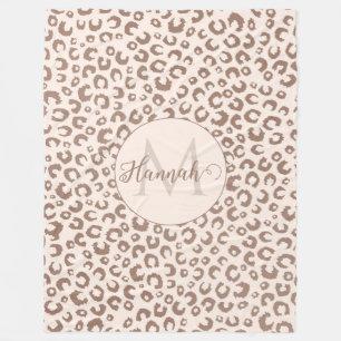 Cobertor De Velo Padrão de leopardo Bege Creme e Mousse de Mocha