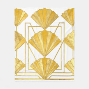 Cobertor De Velo Padrão de Leque Art Déco Dourado
