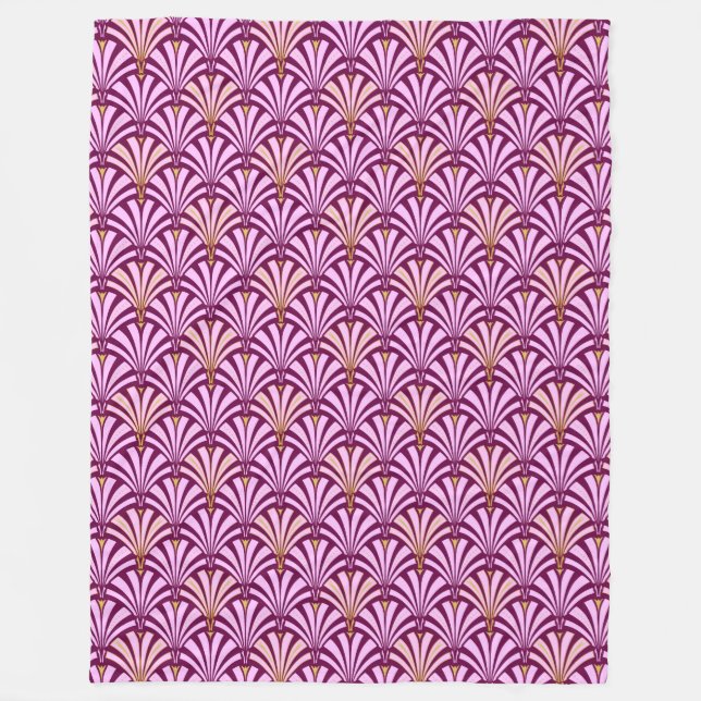 Cobertor De Velo Padrão de leque Art Deco - orquídea e roxo (Frente)