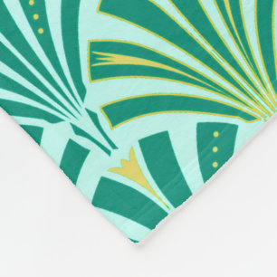 Cobertor De Velo Padrão de leque Art Deco - turquesa sobre aqua