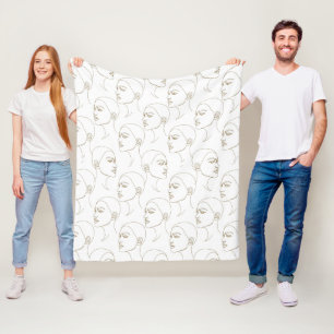 Cobertor De Velo Padrão de Linha de Rosto Feminino Minimalista (2)