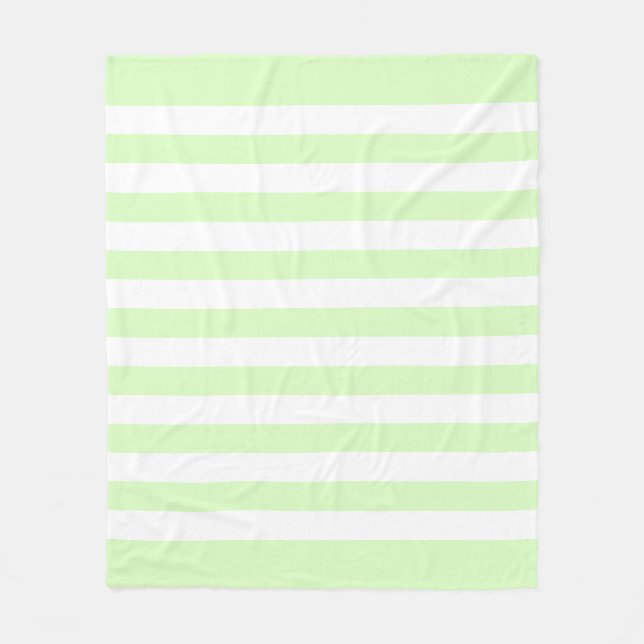 Cobertor De Velo Padrão de Linhas em Verde Limão Pastel e Branco (Frente)
