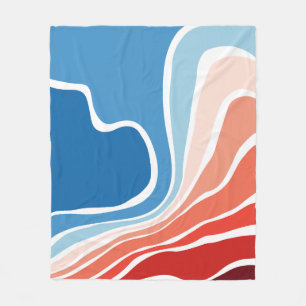 Cobertor De Velo Padrão De Linhas Líquidas De Gradiente Azul A Verm