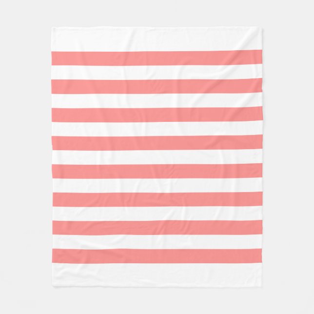 Cobertor De Velo Padrão de Linhas Pastel Branco e Rosa (Frente)