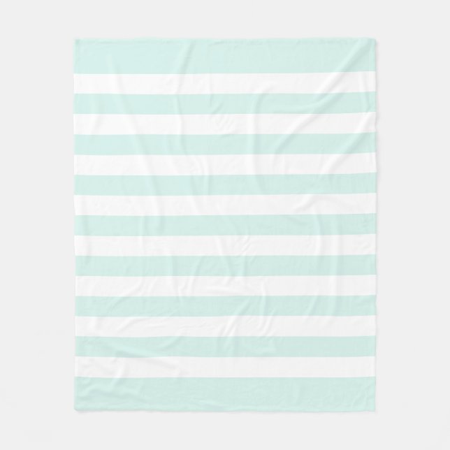 Cobertor De Velo Padrão de Linhas Suave Ciano Verde Pastel e Branco (Frente)