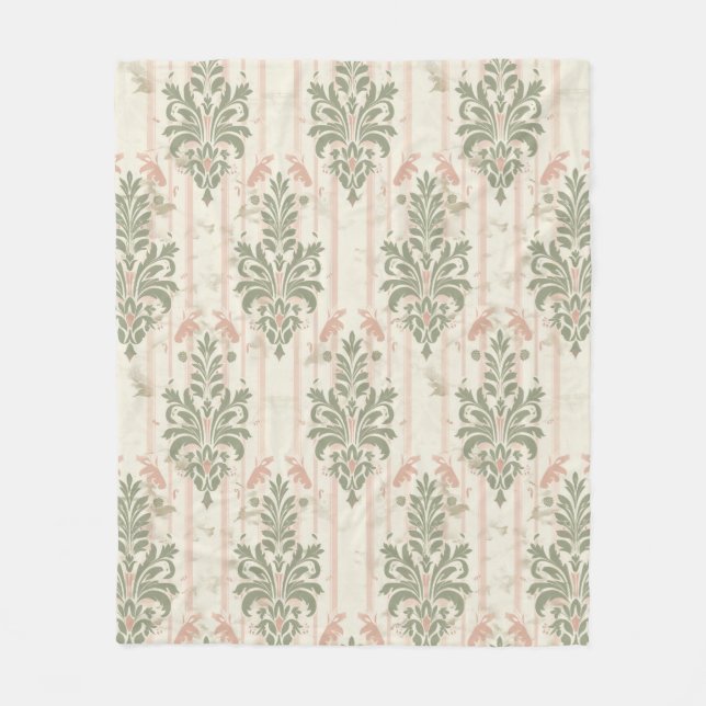 Cobertor De Velo Padrão de Listra de Damasco Retro Francês – Verde- (Frente)