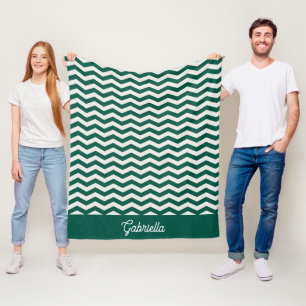 Cobertor De Velo Padrão de listra zigue-zague em chevron verde-teal