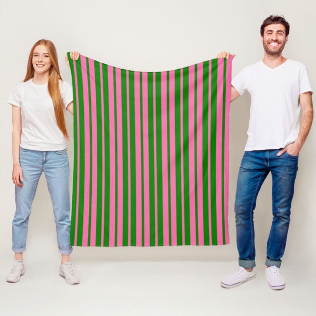 Cobertor De Velo Padrão de Listras Elegantes Rosa e Verde Design  (Criador carregado)
