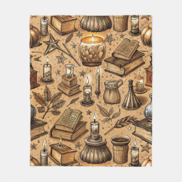 Cobertor De Velo Padrão de Livros e Velas de Bruxaria Vintage (2)