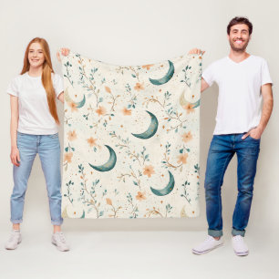 Cobertor De Velo Padrão de Lua Floral Boho Celestial (1)