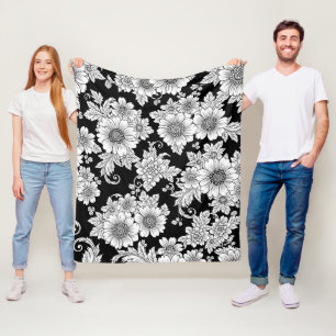 Cobertor De Velo Padrão de Luxo Floral Monocromático Chic (2)