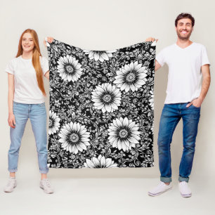 Cobertor De Velo Padrão de Luxo Floral Monocromático Chic (5)
