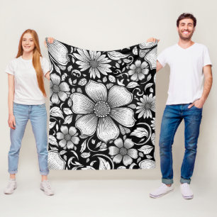 Cobertor De Velo Padrão de Luxo Floral Monocromático Chic (6)