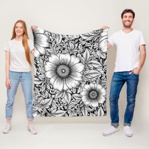 Cobertor De Velo Padrão de Luxo Floral Monocromático Chic (7)