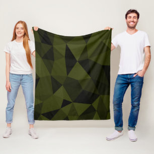 Cobertor De Velo Padrão de malha geométrica preta verde exército es