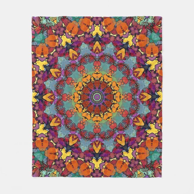 Cobertor De Velo Padrão de Mandala de Caleidoscópio Fractal-64351 (Frente)
