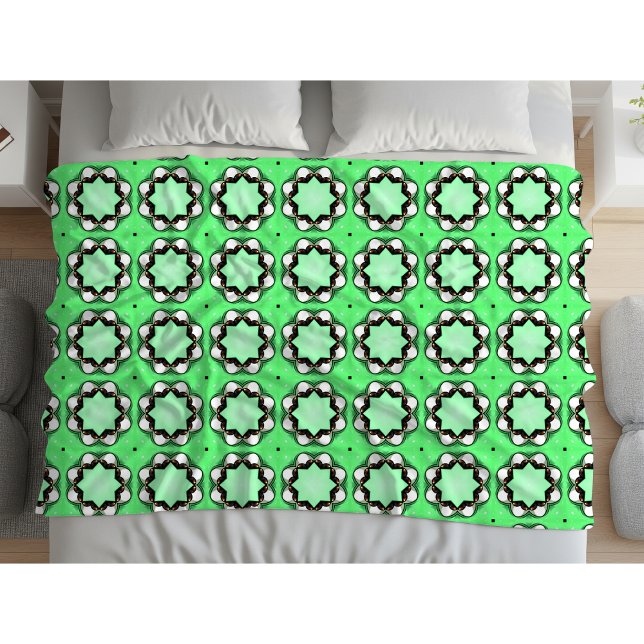 Cobertor De Velo Padrão de mandala geométrica verde (Criador carregado)