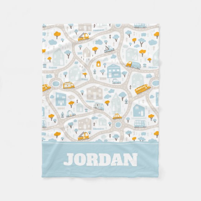 Cobertor De Velo Padrão de Mapa de Vizinhança de Pastel Bonito (Frente)