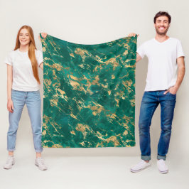 Cobertor De Velo Padrão de Mármore Azul-petróleo e Dourado Moderno