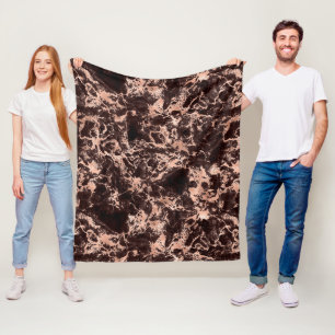 Cobertor De Velo Padrão de Mármore Preto e Dourado Rosa Moderno