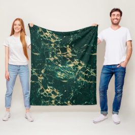 Cobertor De Velo Padrão de Mármore Teal e Dourado Moderno